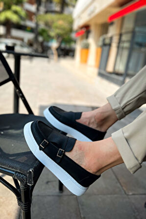 J417 Mancini Ortopedik Taban Günlük Cilt Tokalı Erkek Klasik Ayakkabı CBT Siyah