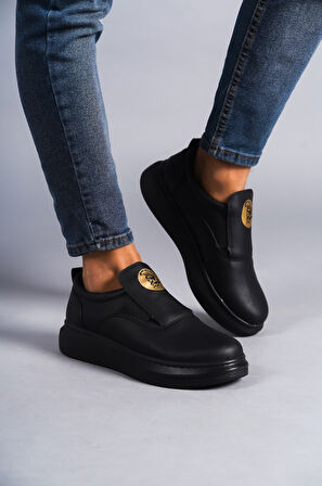 J161 Bağcıksız Lastikli Ortopedik Taban Erkek Sneaker Günlük Ayakkabı ST Siyah