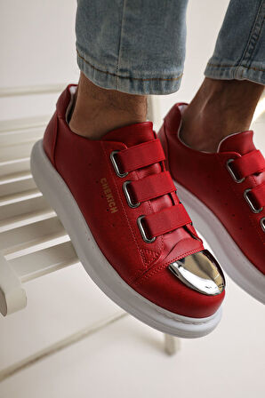 J251 Mirror Ortopedik Taban Günlük Cilt Erkek Sneaker Spor Ayakkabı CBT Kırmızı