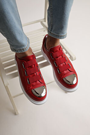 J251 Mirror Ortopedik Taban Günlük Cilt Erkek Sneaker Spor Ayakkabı CBT Kırmızı