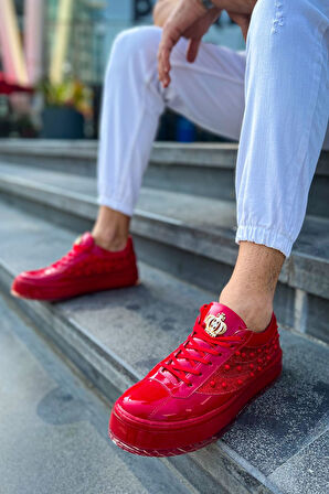 J975 Majesty Ortopedik Taban Günlük Rugan Erkek Sneaker Spor Ayakkabı RKT Kırmızı