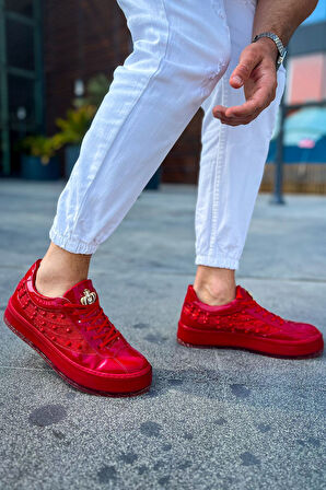 J975 Majesty Ortopedik Taban Günlük Rugan Erkek Sneaker Spor Ayakkabı RKT Kırmızı