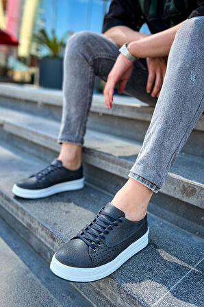 J043 Cowien Ortopedik Taban Günlük Cilt Erkek Sneaker Spor Ayakkabı CBT Antrasit