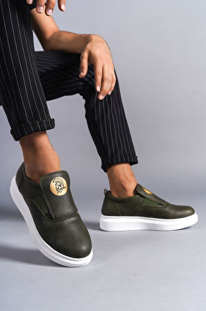J161 Bağcıksız Lastikli Ortopedik Taban Erkek Sneaker Günlük Ayakkabı BT Haki