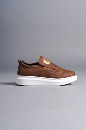 J161 Bağcıksız Lastikli Ortopedik Taban Erkek Sneaker Günlük Ayakkabı BT Taba