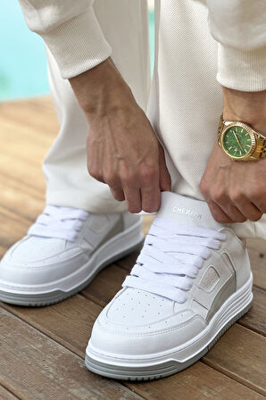 J2410 Avax Ortopedik Taban Günlük Cilt Erkek Sneaker Spor Ayakkabı CBT Beyaz