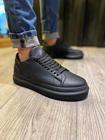 J421 Bağcıklı Ortopedik Taban Erkek Günlük Sneaker Spor Ayakkabı ST Siyah