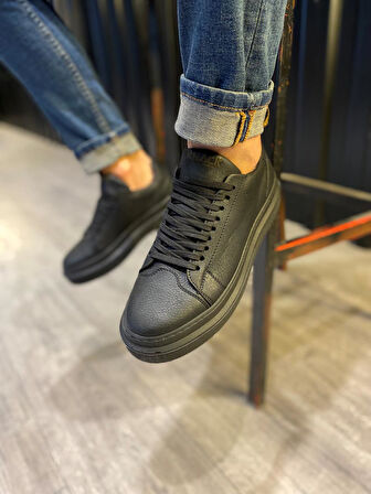 J421 Bağcıklı Ortopedik Taban Erkek Günlük Sneaker Spor Ayakkabı ST Siyah