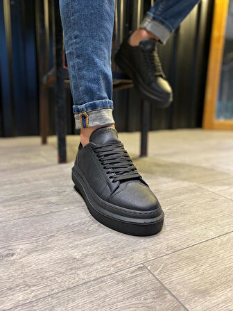 J421 Bağcıklı Ortopedik Taban Erkek Günlük Sneaker Spor Ayakkabı ST Siyah