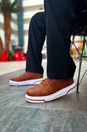 J075 Signature Ortopedik Taban Günlük Cilt Erkek Sneaker Spor Ayakkabı CBT Taba