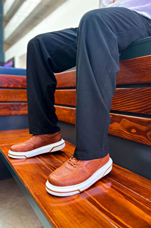 J075 Signature Ortopedik Taban Günlük Cilt Erkek Sneaker Spor Ayakkabı CBT Taba