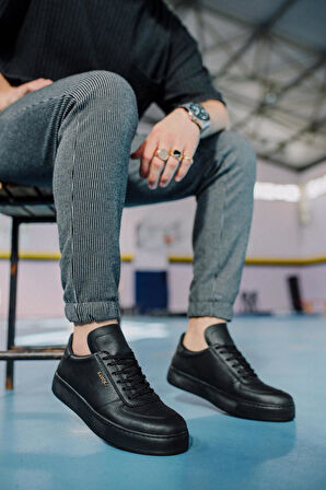 J666 Bağcıklı Ortopedik Taban Erkek Günlük Sneaker Spor Ayakkabı ST Siyah