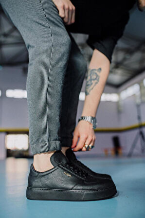 J666 Bağcıklı Ortopedik Taban Erkek Günlük Sneaker Spor Ayakkabı ST Siyah