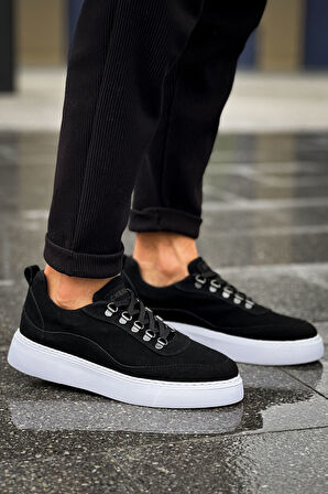 J319 Stamina Ortopedik Taban Günlük Süet Erkek Sneaker Spor Ayakkabı SBT Siyah