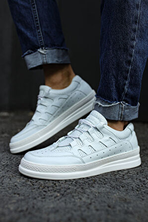 J040 C-Rey Ortopedik Taban Günlük Hakiki Deri Erkek Sneaker Spor Ayakkabı DBT Beyaz
