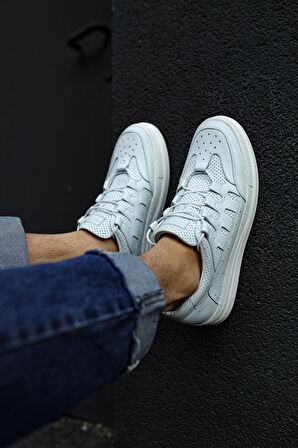 J040 C-Rey Ortopedik Taban Günlük Hakiki Deri Erkek Sneaker Spor Ayakkabı DBT Beyaz