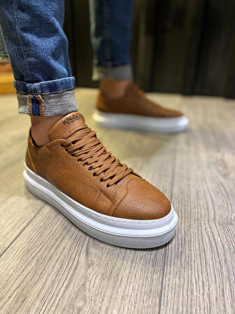 J421 Bağcıklı Ortopedik Taban Erkek Günlük Sneaker Spor Ayakkabı BT Taba
