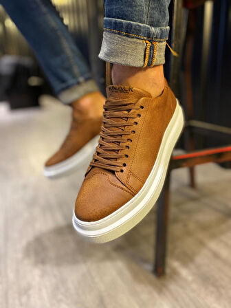 J421 Bağcıklı Ortopedik Taban Erkek Günlük Sneaker Spor Ayakkabı BT Taba