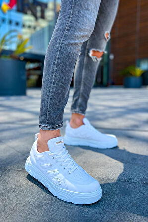 J105 Cronus Ortopedik Taban Günlük Cilt Erkek Sneaker Spor Ayakkabı CBT Beyaz