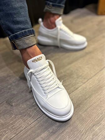 J814 Bağcıklı Ortopedik Taban Erkek Günlük Sneaker Spor Ayakkabı BT Beyaz