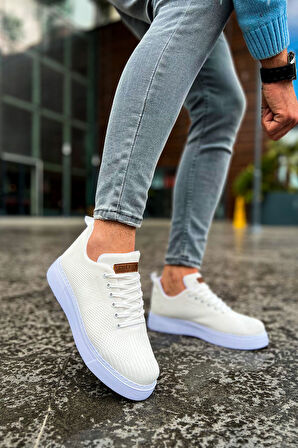 J413 Crew Ortopedik Taban Günlük Triko Erkek Sneaker Spor Ayakkabı TBT Beyaz