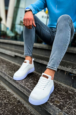 J413 Crew Ortopedik Taban Günlük Triko Erkek Sneaker Spor Ayakkabı TBT Beyaz