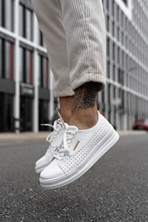 J043 Cowien Ortopedik Taban Günlük Cilt Erkek Sneaker Spor Ayakkabı CBT Beyaz