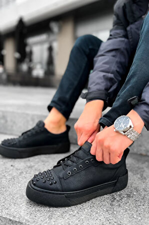J169 Thorn Ortopedik Taban Günlük Cilt Erkek Sneaker Spor Ayakkabı CST Siyah