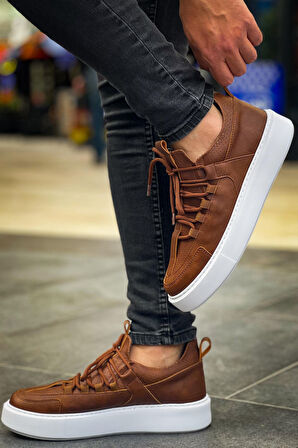 J159 Saturn Ortopedik Taban Günlük Cilt Erkek Sneaker Spor Ayakkabı CBT Taba