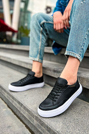 J015 First Edition Ortopedik Taban Günlük Cilt Erkek Sneaker Spor Ayakkabı CBT Siyah