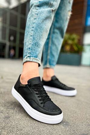 J015 First Edition Ortopedik Taban Günlük Cilt Erkek Sneaker Spor Ayakkabı CBT Siyah