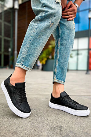J015 First Edition Ortopedik Taban Günlük Cilt Erkek Sneaker Spor Ayakkabı CBT Siyah