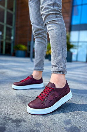 J043 Cowien Ortopedik Taban Günlük Cilt Erkek Sneaker Spor Ayakkabı CBT Bordo