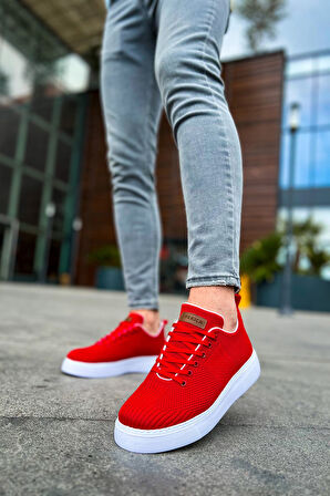 J413 Crew Ortopedik Taban Günlük Triko Erkek Sneaker Spor Ayakkabı TBT Kırmızı