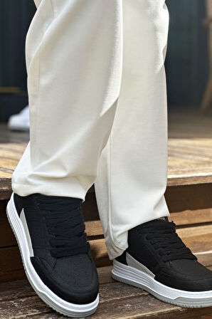 J2410 Avax Ortopedik Taban Günlük Cilt Erkek Sneaker Spor Ayakkabı CBT Siyah