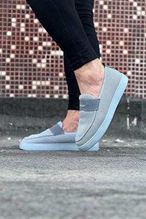 J061 Bağcıksız Ortopedik Taban Triko Süet Erkek Klasik Günlük Ayakkabı GT Gri