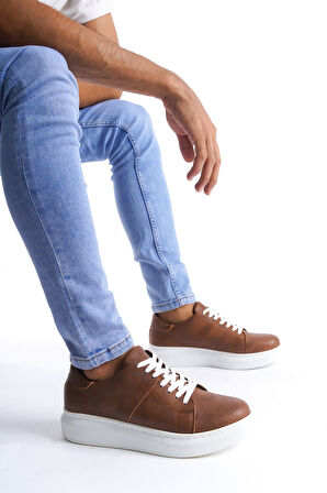 J151 Boost Bağcıklı Cilt Erkek Günlük Sneaker Ayakkabı BT Taba