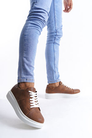 J151 Boost Bağcıklı Cilt Erkek Günlük Sneaker Ayakkabı BT Taba