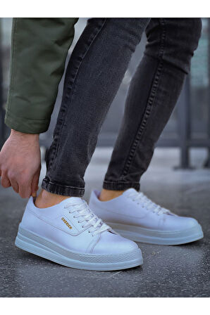 J2401 Ortopedik Taban Günlük Cilt Erkek Sneaker Spor Ayakkabı CBT Beyaz