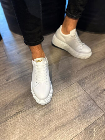 J144 Bağcıklı Ortopedik Taban Erkek Günlük Sneaker Spor Ayakkabı BT Beyaz