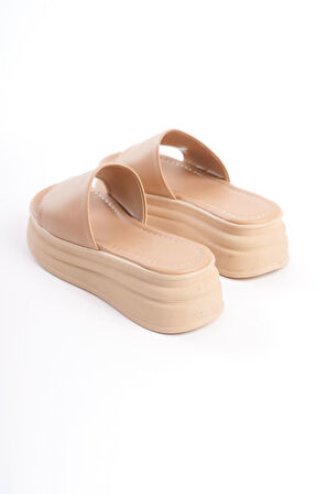 LIANA Düz Topuklu Kalın ve Ortopedik Taban Kadın Terlik TT Ten