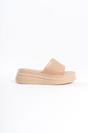 LIANA Düz Topuklu Kalın ve Ortopedik Taban Kadın Terlik TT Ten