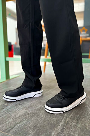 J075 Signature Ortopedik Taban Günlük Cilt Erkek Sneaker Spor Ayakkabı CBT Siyah