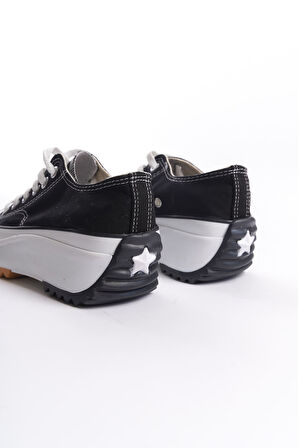 CLAIRE Bağcıklı Ortopedik Taban Kadın Sneaker Ayakkabı BT Siyah