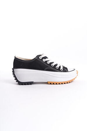 CLAIRE Bağcıklı Ortopedik Taban Kadın Sneaker Ayakkabı BT Siyah