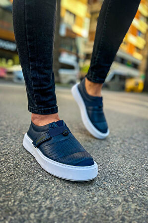 J147 Dobeny Ortopedik Taban Günlük Cilt Erkek Sneaker Spor Ayakkabı CBT Lacivert