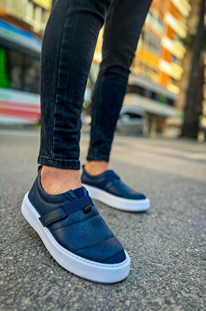 J147 Dobeny Ortopedik Taban Günlük Cilt Erkek Sneaker Spor Ayakkabı CBT Lacivert