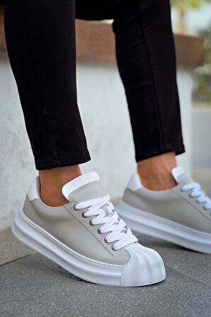 J2411 Artenay Ortopedik Taban Günlük Cilt Erkek Sneaker Spor Ayakkabı CBT Gri