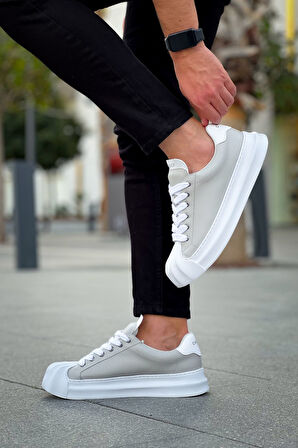 J2411 Artenay Ortopedik Taban Günlük Cilt Erkek Sneaker Spor Ayakkabı CBT Gri