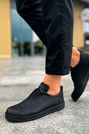 J195 Rigidus Ortopedik Taban Günlük Cilt Erkek Sneaker Spor Ayakkabı CST Siyah